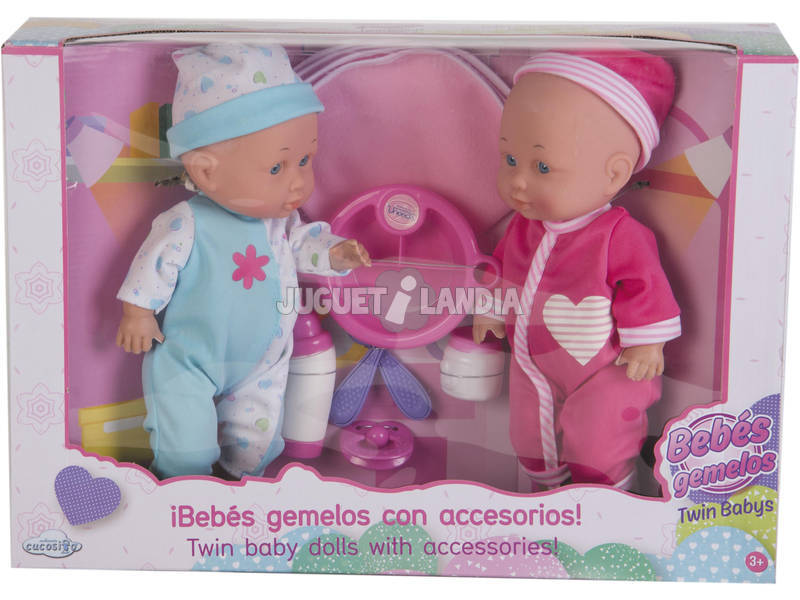 Bonecos Gémeos Bebé 30cm Com Acessórios