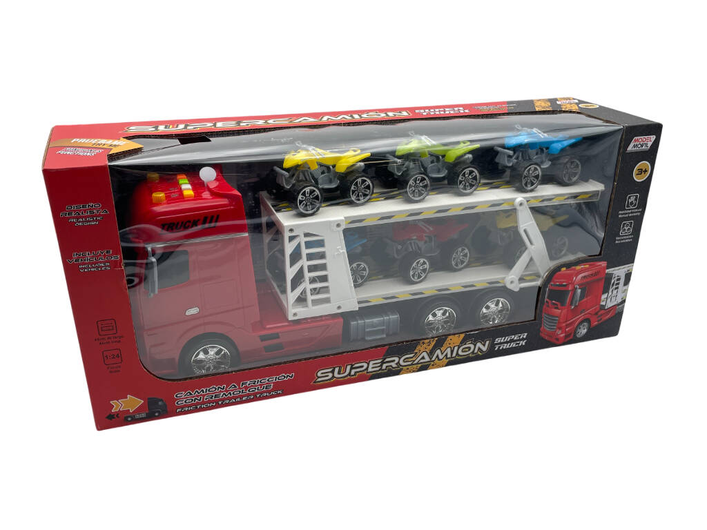 Champion Vermelho Fricção com Reboque e 6 veículos