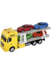 Yellow Truck Friction mit Anhänger und 4 Fahrzeugen