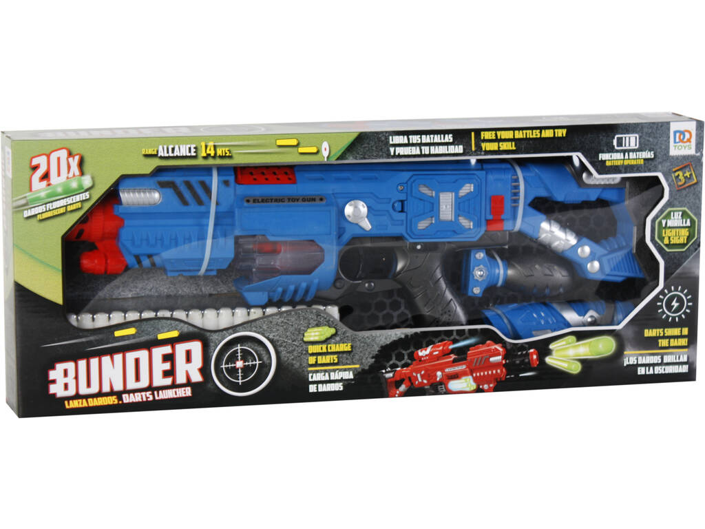Assorted Bunder Launcher 18x55x7cm mit 20 fluoreszierenden Darts