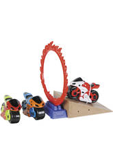 V�hicules Rallye avec Rampe 3 motos et Accessoires 9 cm