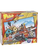 Puzzle Colorir Bombeiros 24 Pe�as e 12 Marcadores 89.5x82.5cm
