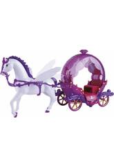 Kit Figurine Cheval Ail� Magique Avec Carrosse Lilas 53 cm