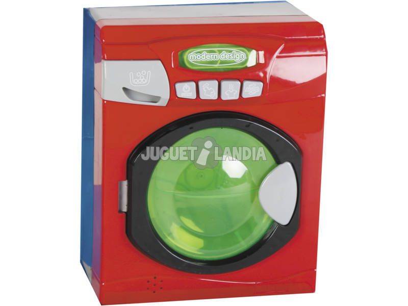 Máquina de lavar roupa Luzes e Sons Vermelha 20x16x10cm