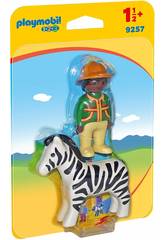  Playmobil 1,2,3 Soigneur avec Z�bre 9257