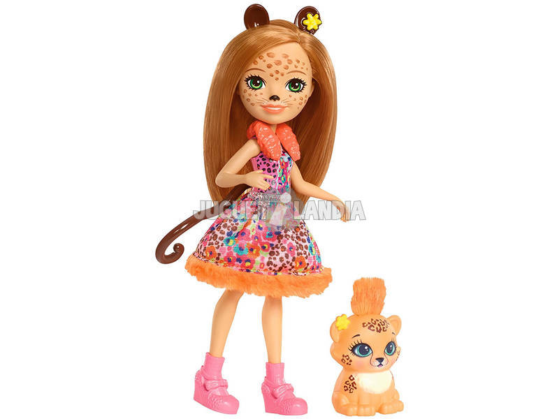 Enchantimals Cherish il Ghepardo Bambola e Cucciolo Mattel FJJ20