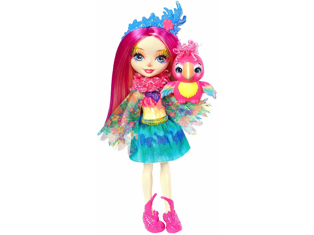 Enchantimals Muñeca Peeki parrot y Mascota Sheeny Mattel FJJ21