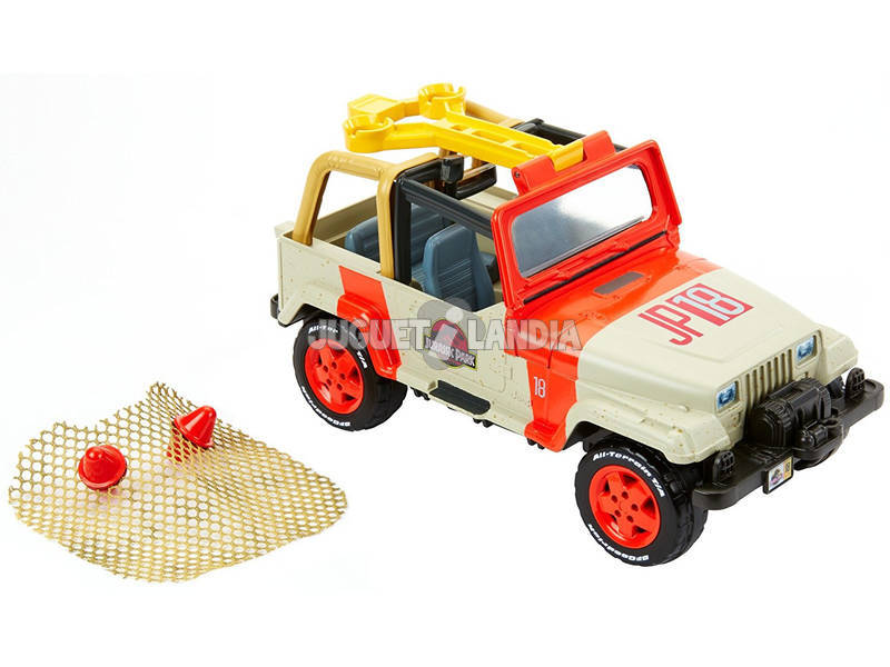 Jurassic World Jeep con Trappola Rete Set Veicolo con Dinosauro Mattel FNP46