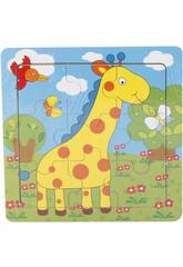 Holzpuzzle Giraffe 9 Teile 15x15 cm.