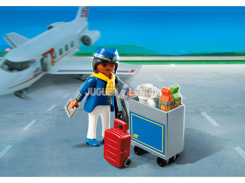 Playmobil Azafata de vuelo con carrito de servicio