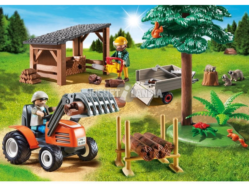 Playmobil Bûcheron Avec Tracteur