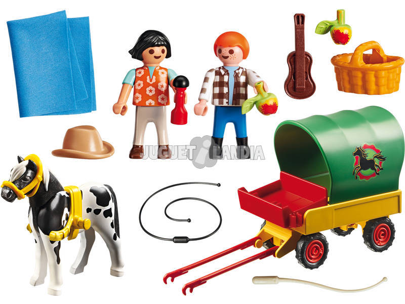 Playmobil Enfants avec Chariot et Poney 6948