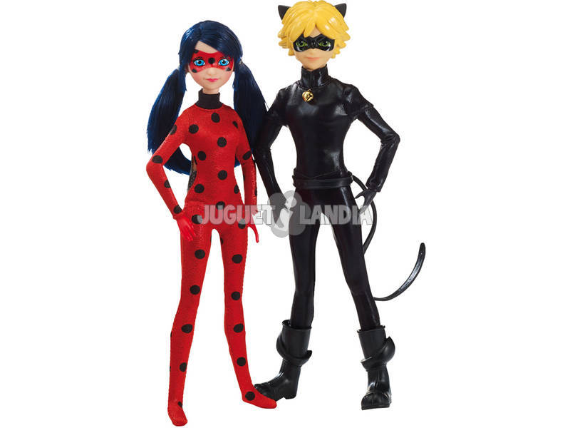Pack 2 Muñecas Ladybug y Cat Noir 27cm Bandai 39810