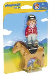 Playmobil 1, 2, 3 Cavalière avec Cheval 6973