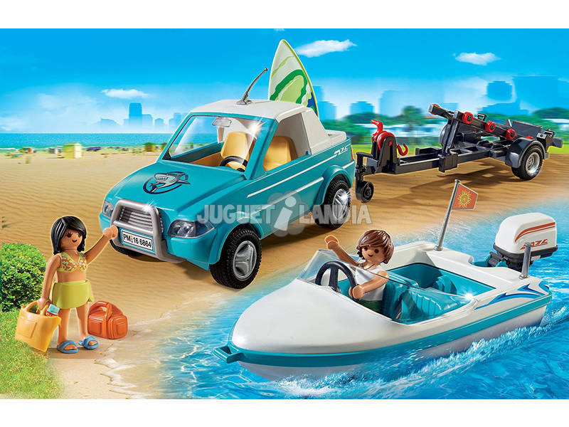 Playmobil Summer Fun Surfisti con Pick up e Motoscafo