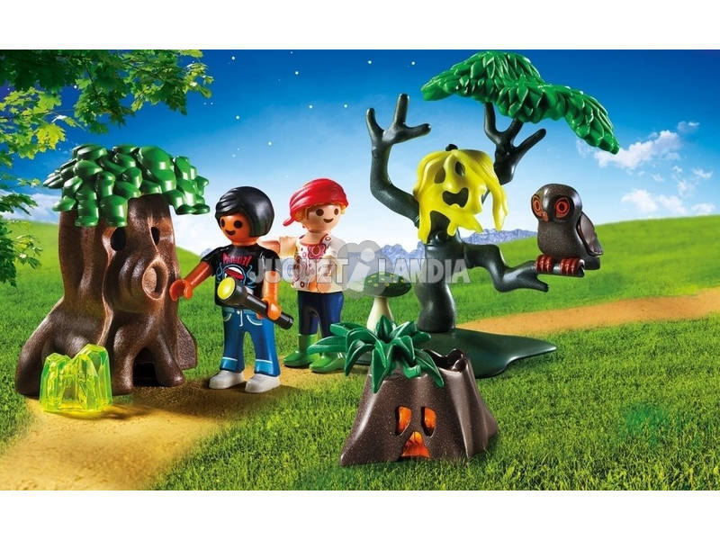 Playmobil Enfants avec Végétation et Lampe Torche