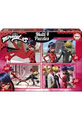 Puzzle Multi 4 50-80-100-150 Ladybug Educa 17466 