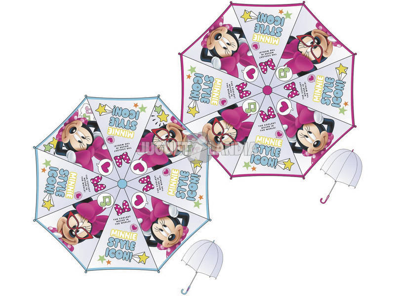  Parapluie Enfant Minnie 48/8 Manuel Transparent avec Dôme Bisetti WD9751 