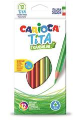 Bote 12 Crayons de couleurs Tita Triangulaire Carioca 42786