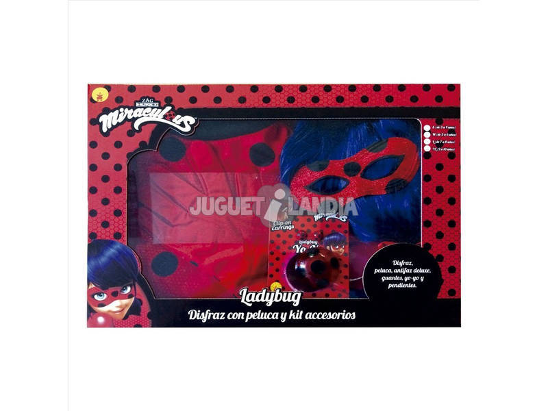 Déguisement Fille Ladybug avec Perruque et Kit Accessoires T-XL Rubies 640873-XL