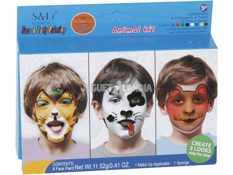 Set de Maquillage Facial avec 8 Couleurs, Pinceau et Éponge
