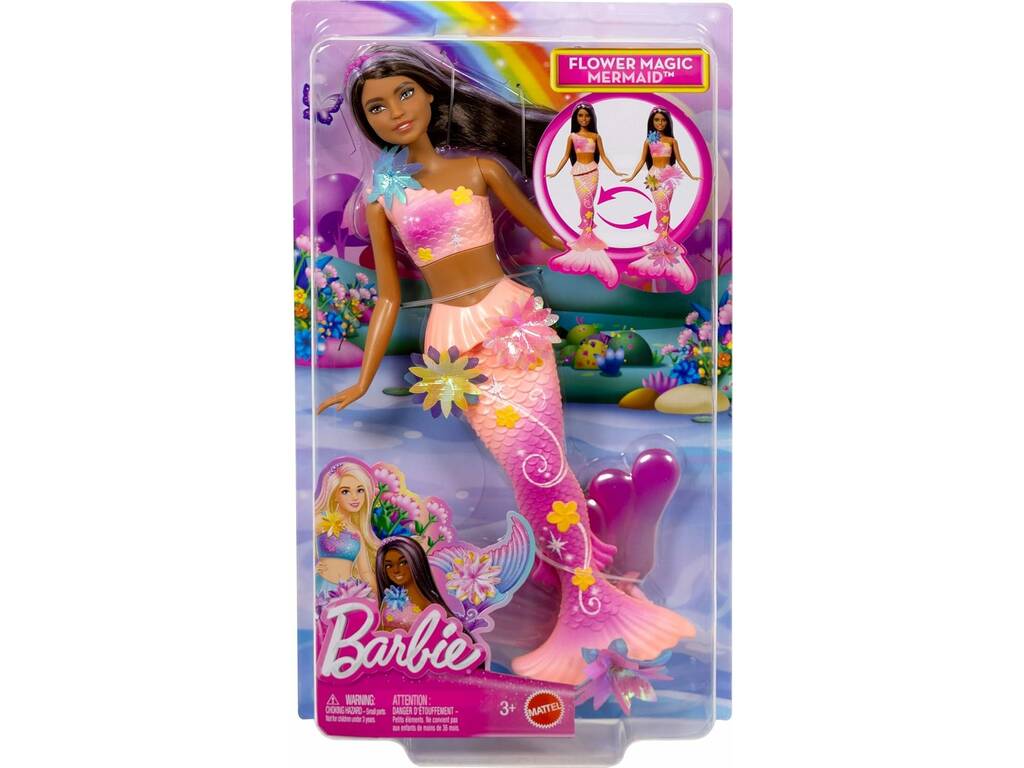 Barbie Flower Magic Mermaid Muñeca Sirena Morena