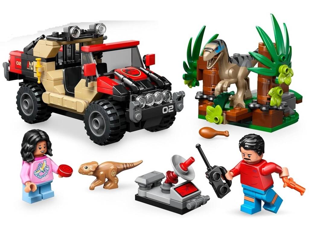 Lego Jurassic World Rebirth Fuite en 4x4 et Raptor à l'affût