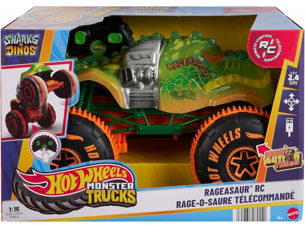 Hot Wheels Monster Trucks Véhicule Rageasaur Radio Control