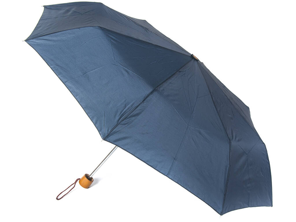 Paraguas Adulto Plegable Mini Liso Puño Madera 54 cm. 8 Varillas