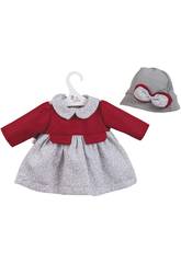 Vestido Mu�eca 46 cm. Flores Grises Pechera Roja Asivil 3184270