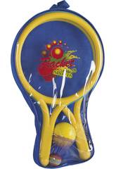 Set 2 Raquetas con Pelota 6.5 cm. y Volantin Badmintong 8 cm.