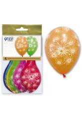 Tüte mit 6 Ballons Farben Feuerwerk GloKugelndia 5715