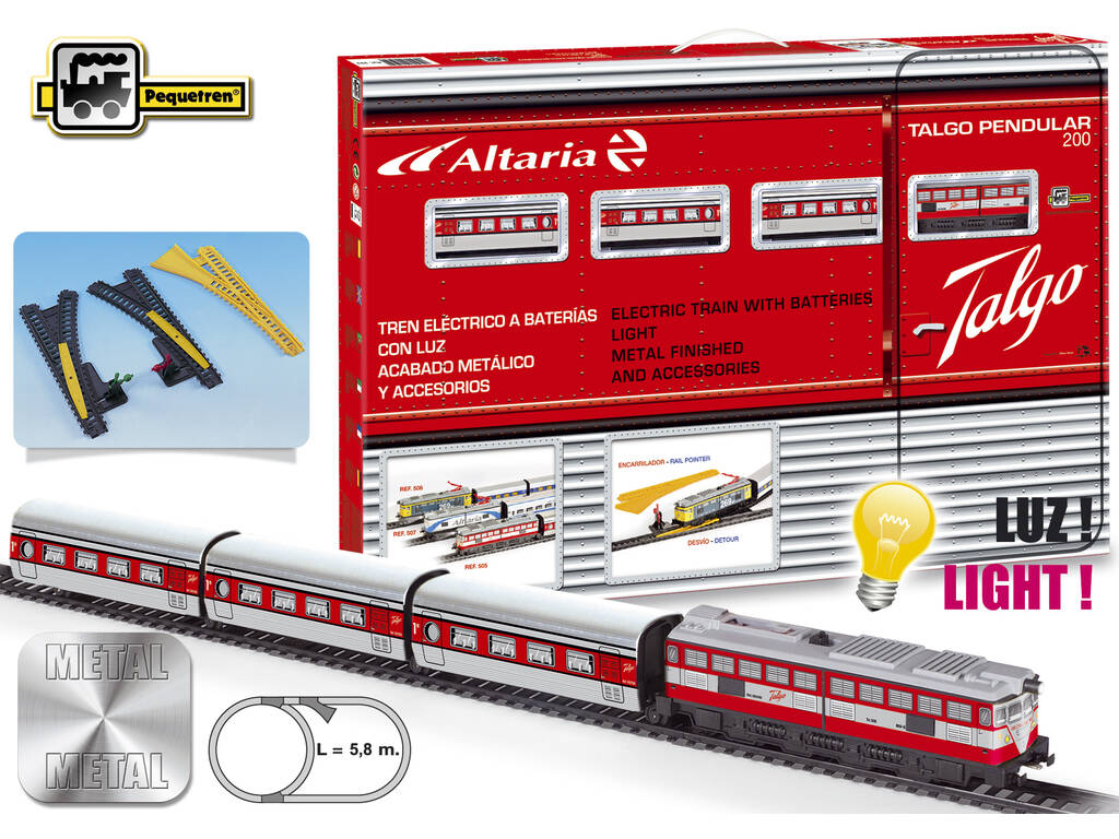 Tren Eléctrico Articulado con Locomotora Roja Pequetren 505