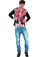 Disfraz Adulto Camiseta Zombi Esqueleto Talla XL