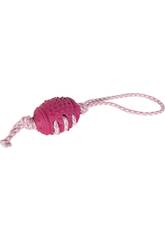 Mordedor Bola Caucho con Cuerda para Mascotas Rosa