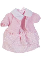 Moda Beb� Mu�ecas 40 cm. Chaqueta Punto con Vestido Lunares Rosa