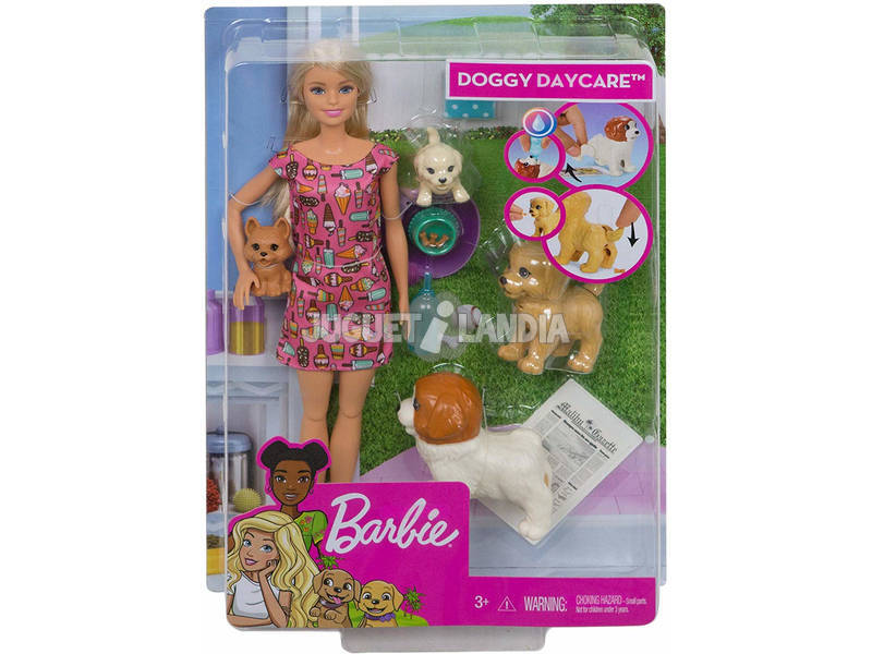 Barbie Doggy Daycare Playset Dogsitter con Bambola Mattel FXH08