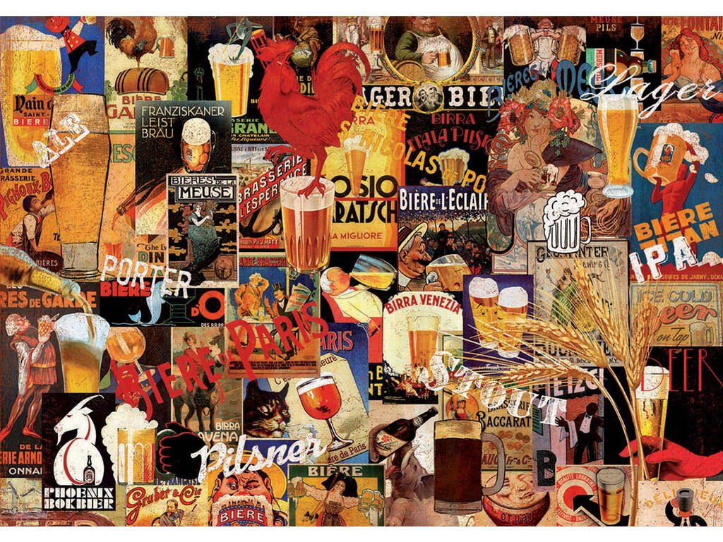 Puzzle 1.000 Collage De Cerveza Vintage Educa 17970