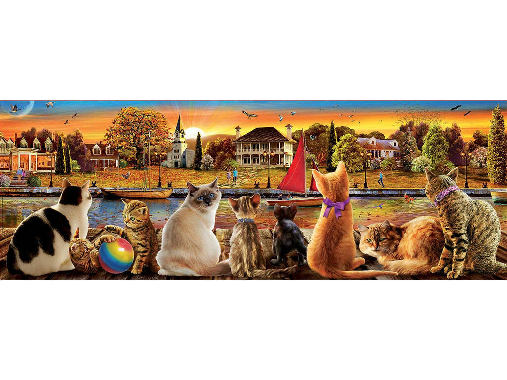 Puzzle 1.000 Gatos En El Embarcadero Panorama Educa 18001