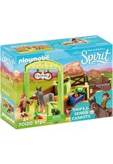 Playmobil Spirit Riding Free Stalla con Snips e Se�or Carota 70120