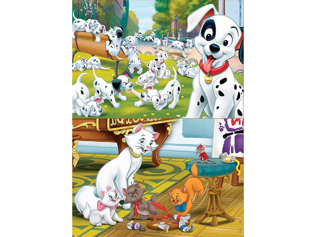 Puzzle 2x16 Disney Animals Dalmater und Katzen Educa 18082