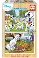 Puzzle 2x16 Disney Animals La carica dei cento e uno e Gli Aristogatti Educa 18082