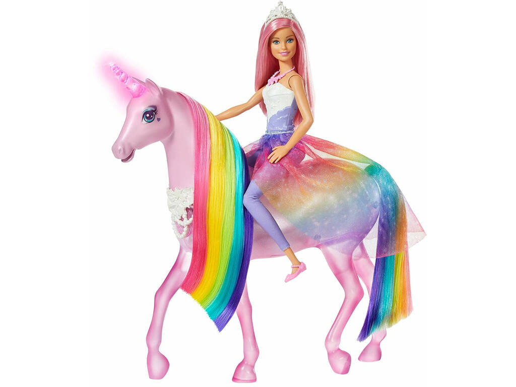 Barbie Unicornio Luces Con Muñeca FXT26
