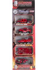 Camion de Pompier Die Cast 7,5 cm. Kit 5 Pièces