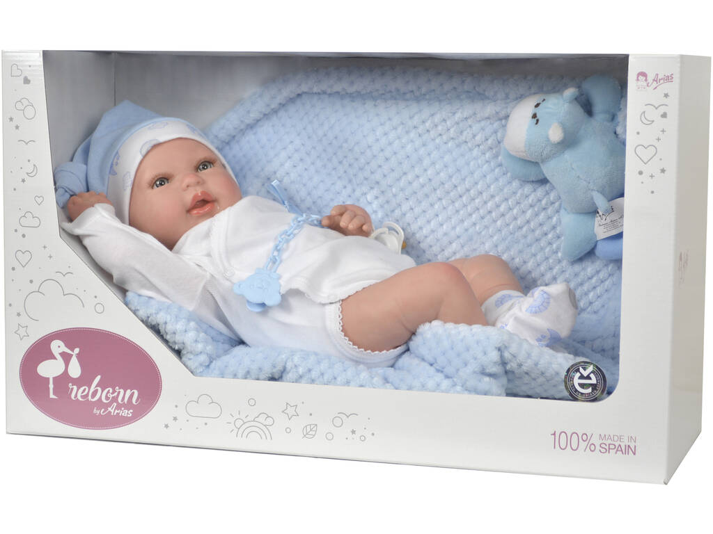 Bambola Bebè Reborn Blu Joel 45 cm. con Coperta Arias 98021