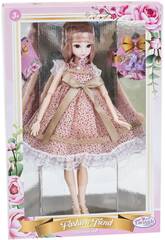 Poupée Style Japonais 29 cm. Robe Rose à Pois