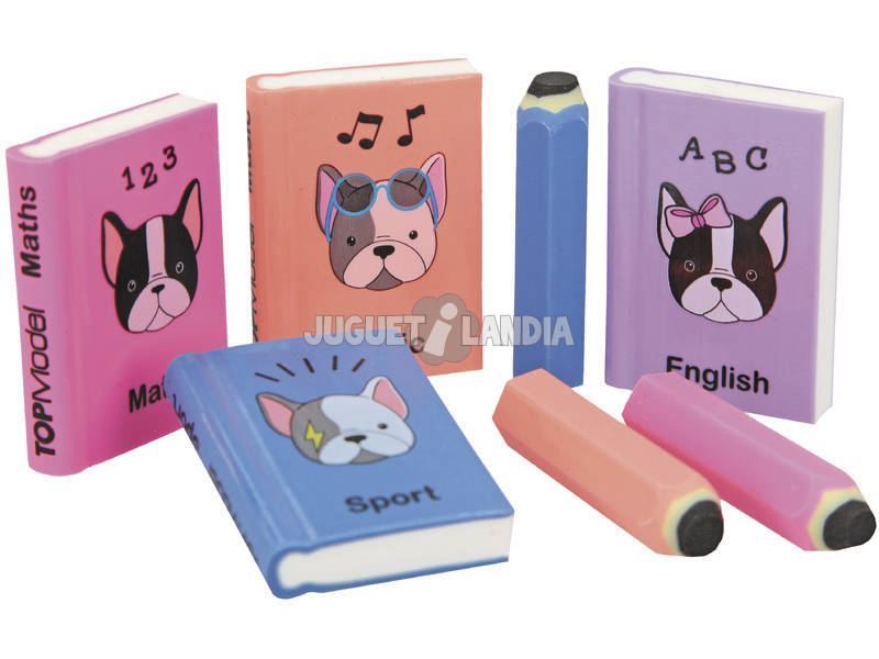 TopModel Gomme Mini livres scolaires et stylos Dog 3942