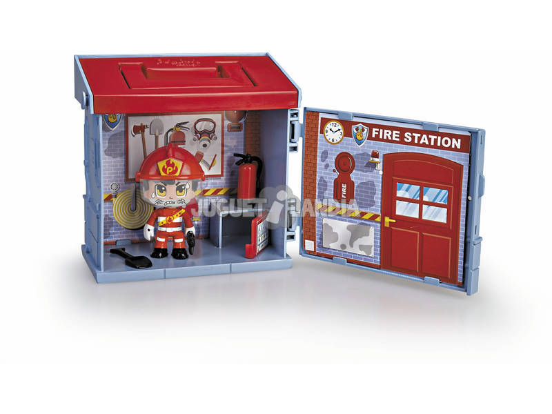 Pinypon Action Mixópolis Caserne des Pompiers avec Figurine de Pompier Famosa 700015585