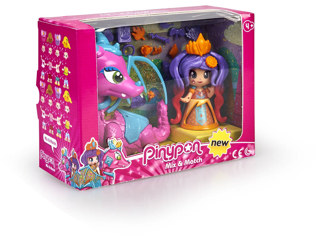 Pinypon Figura Queen e Dragão Famosa 700015547