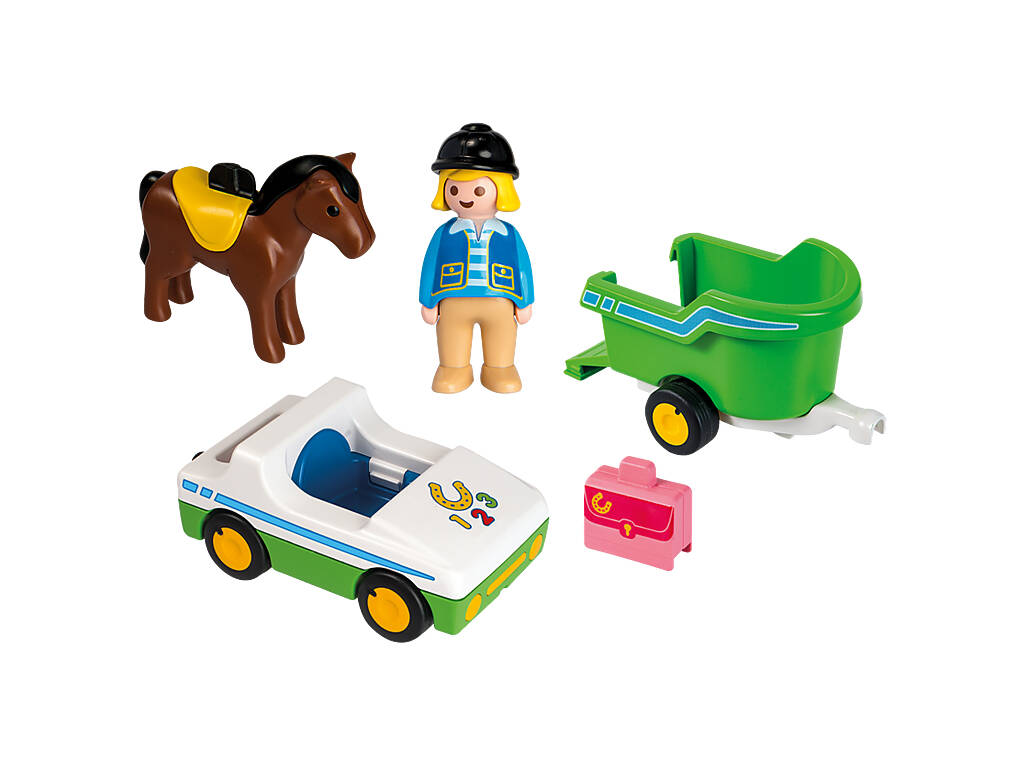 Playmobil 1,2,3 Carro com Reboque de Cavalo Playmobil 70181